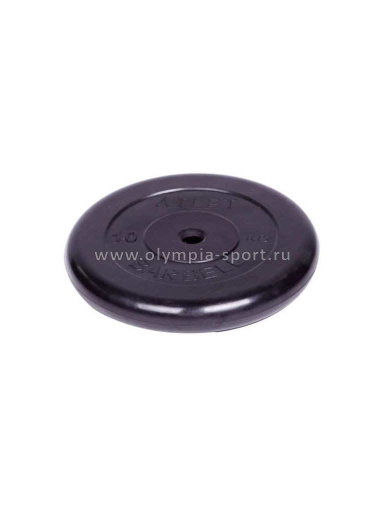 Диск обрезиненный черный d 26мм 10,0кг Atlet