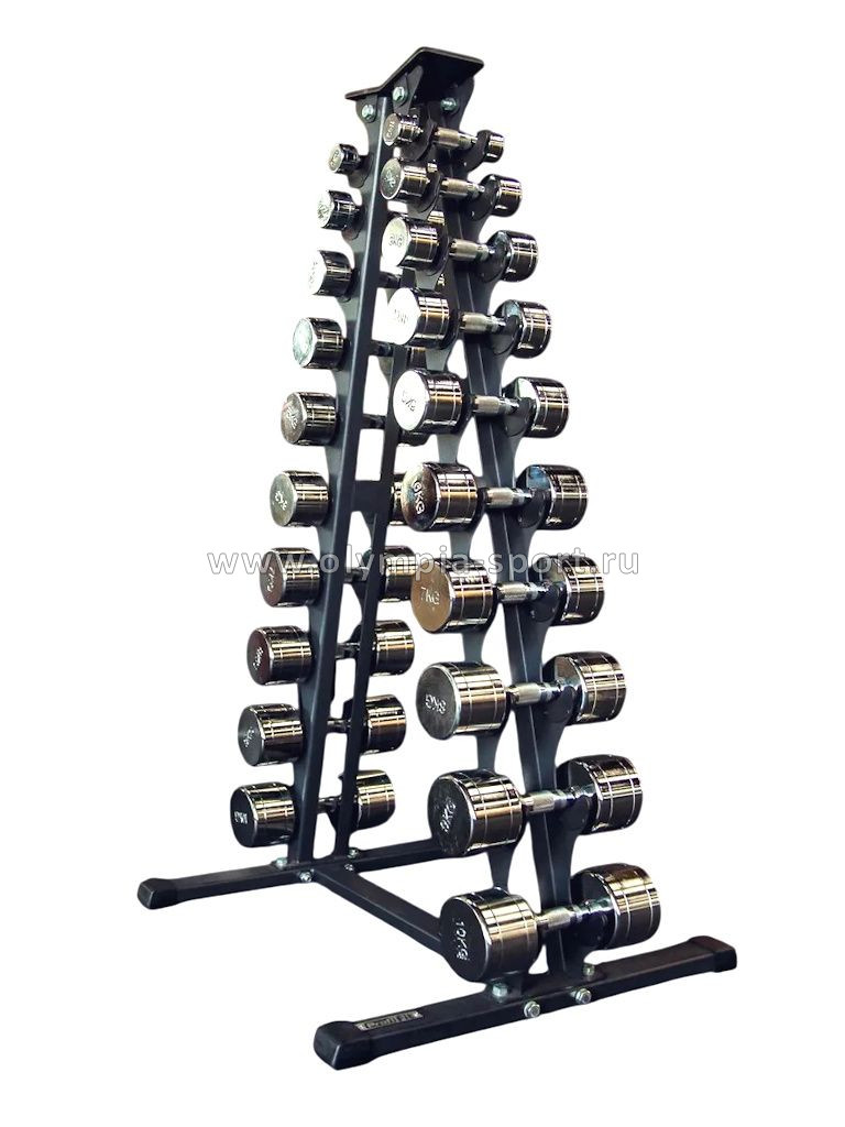 Гантельный ряд круглые хромированные гантели 1-10 кг, 10 пар