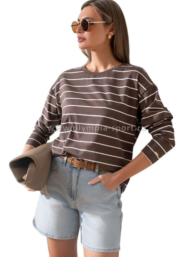 Джемпер женский Vilatte D49.148 белый-кофе